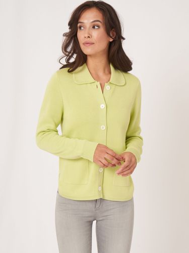 Double knit cardigan with shirt collar and pockets - REPEAT cashmere - Modalova