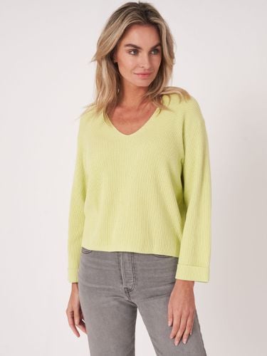 Cashmere cotton blend sweater with fine rib texture - REPEAT cashmere - Modalova