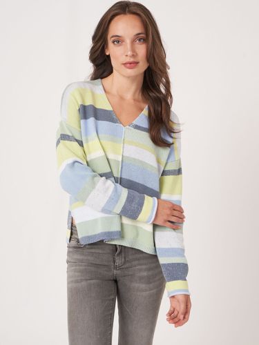 Knitted cotton sweater with multicolor stripes - REPEAT cashmere - Modalova