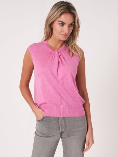Super fine knit cashmere silk top with neckline with twisted knot detail - REPEAT cashmere - Modalova