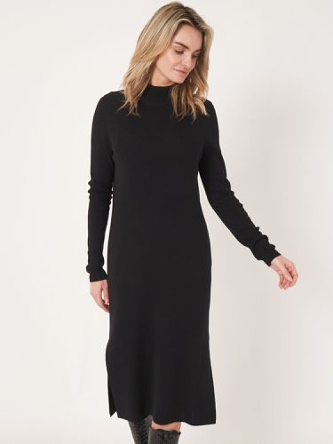 Super fine rib knit dress with stand collar - REPEAT cashmere - Modalova