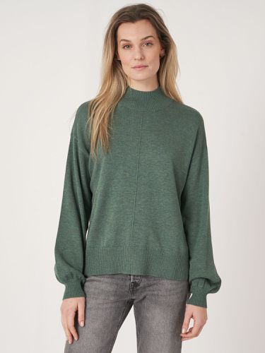 Cotton blend high neck sweater with puff sleeves - REPEAT cashmere - Modalova