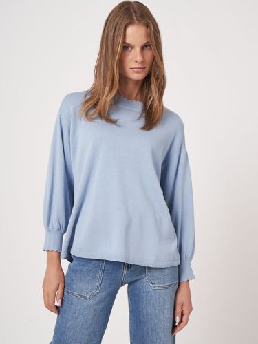 Cotton blend sweater with scalloped hem details - REPEAT cashmere - Modalova