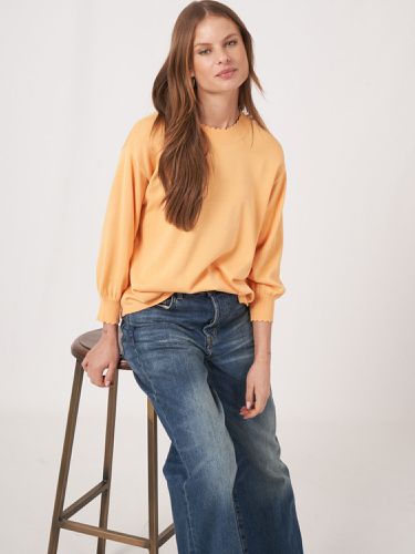 Cotton blend sweater with scalloped hem details - REPEAT cashmere - Modalova