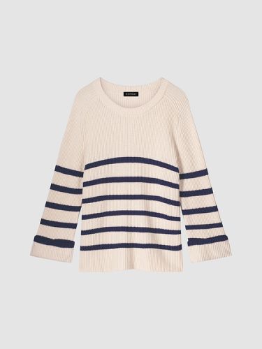 Boat neck striped sweater with flare sleeves - REPEAT cashmere - Modalova