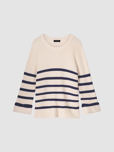 Boat neck striped sweater with flare sleeves - REPEAT cashmere - Modalova