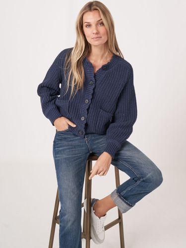 Chunky cotton rib knit cardigan with pockets - REPEAT cashmere - Modalova