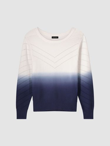 Pure cotton knit sweater with dip dye print and pointelle details - REPEAT cashmere - Modalova