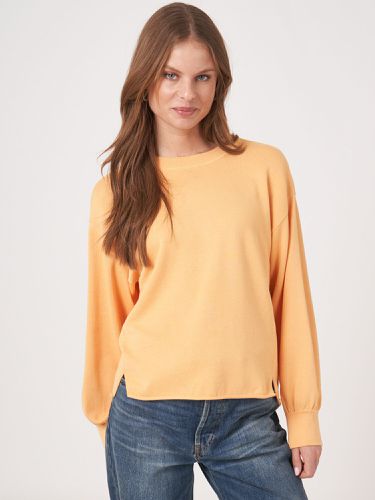 Cotton blend sweater with front slits - REPEAT cashmere - Modalova
