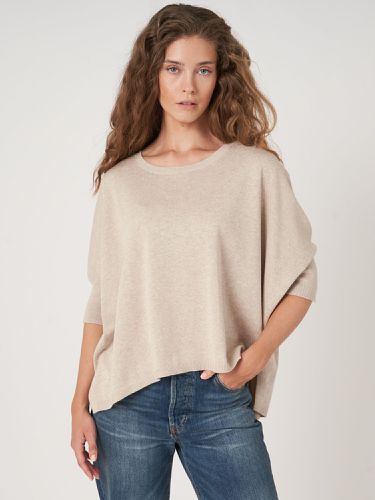 Oversized cotton blend poncho sweater - REPEAT cashmere - Modalova