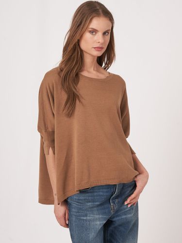 Oversized cotton blend poncho sweater - REPEAT cashmere - Modalova