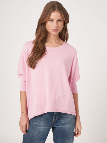 Oversized cotton blend poncho sweater - REPEAT cashmere - Modalova
