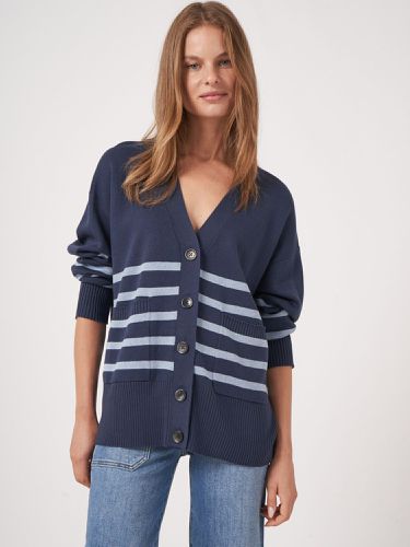 Cotton blend cardigan with stripes - REPEAT cashmere - Modalova
