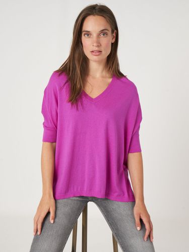 V-neck cashmere cotton blend poncho sweater - REPEAT cashmere - Modalova
