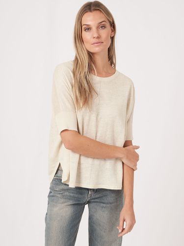Pure linen knit poncho sweater with round hem - REPEAT cashmere - Modalova