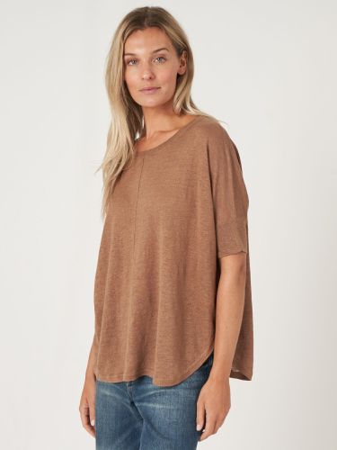 Pure linen knit poncho sweater with round hem - REPEAT cashmere - Modalova