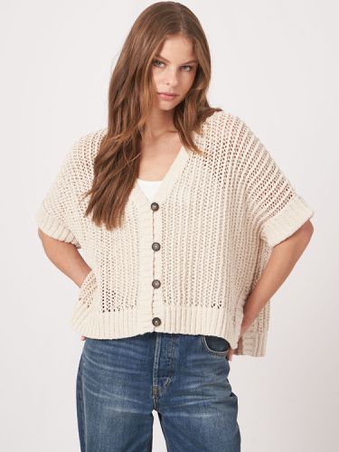 Oversized open knit cardigan with buttons - REPEAT cashmere - Modalova