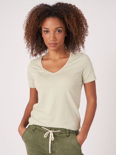 Basic cotton V-neck T-shirt - REPEAT cashmere - Modalova