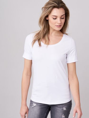 Basic T-shirt with rolled up sleeves - REPEAT cashmere - Modalova