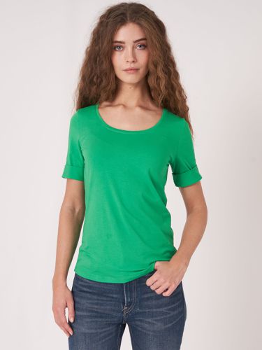 Basic T-shirt with rolled up sleeves - REPEAT cashmere - Modalova