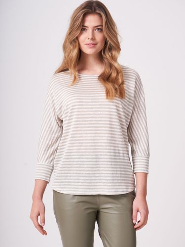 Linen 3/4 sleeve top with stripes - REPEAT cashmere - Modalova