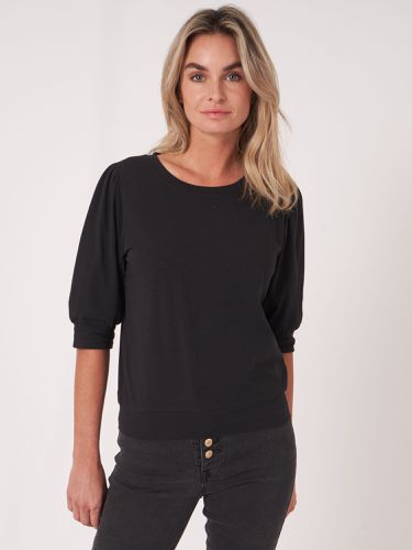 Cotton stretch T-shirt with short puff sleeves - REPEAT cashmere - Modalova