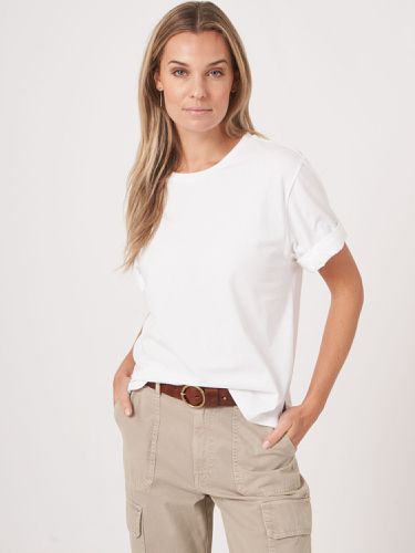 Loose fit T-shirt with rolled up sleeves - REPEAT cashmere - Modalova