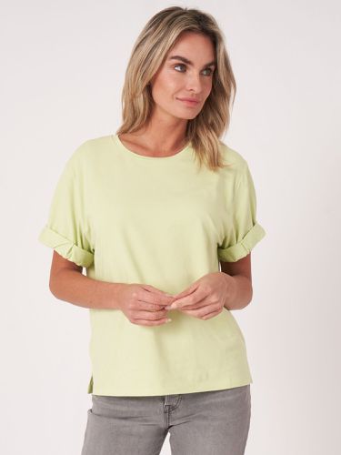 Loose fit T-shirt with rolled up sleeves - REPEAT cashmere - Modalova