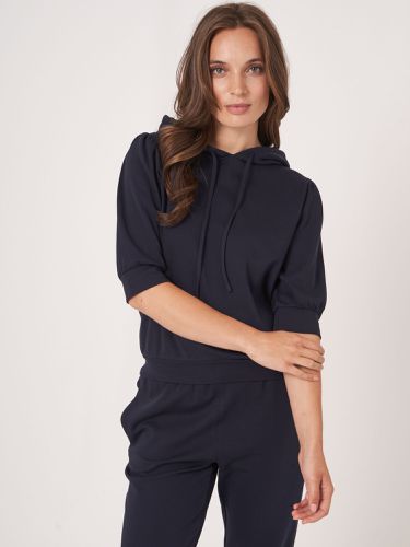 Short sleeve cotton blend hoodie - REPEAT cashmere - Modalova