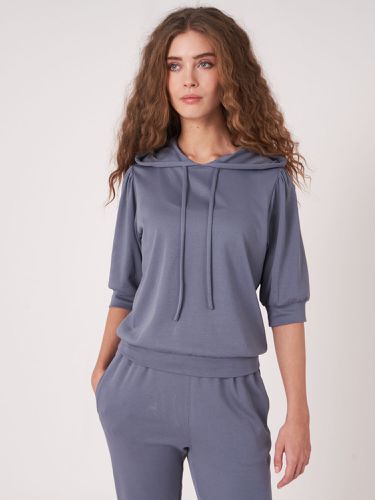 Short sleeve cotton blend hoodie - REPEAT cashmere - Modalova
