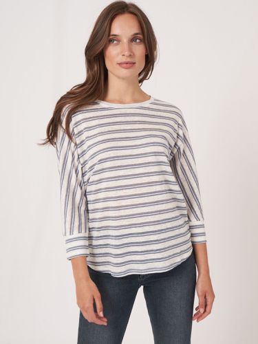 Linen batwing sleeve top with lurex stripes - REPEAT cashmere - Modalova