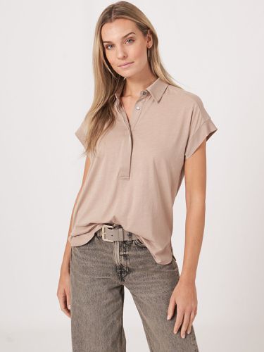 Top with shirt collar and hem in silk - REPEAT cashmere - Modalova