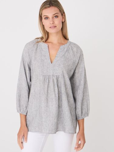 Pure linen loose fit blouse with check pattern - REPEAT cashmere - Modalova