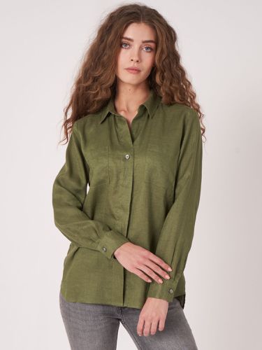 Basic pure linen blouse with breast pockets - REPEAT cashmere - Modalova