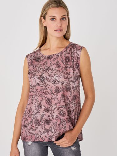 Stretch satin silk top with paisley leaves print - REPEAT cashmere - Modalova