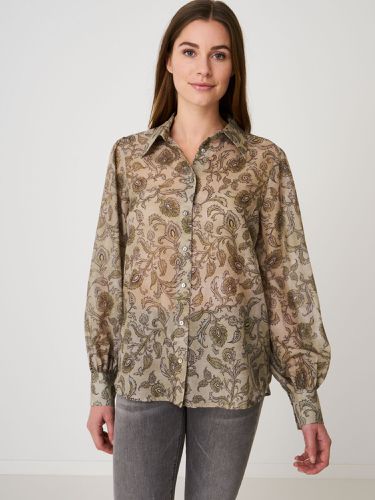 Blouse with long puff sleeves and paisley leaves print - REPEAT cashmere - Modalova