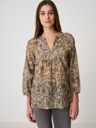 Blouse with 3/4 sleeves and paisley leaves print - REPEAT cashmere - Modalova
