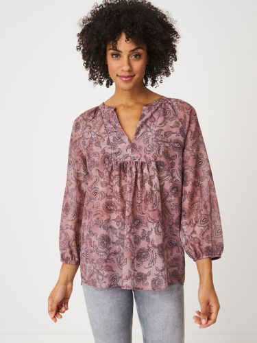 Blouse with 3/4 sleeves and paisley leaves print - REPEAT cashmere - Modalova