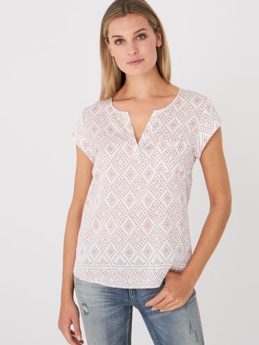 Stretch satin silk top with ethnic print and chest pocket - REPEAT cashmere - Modalova