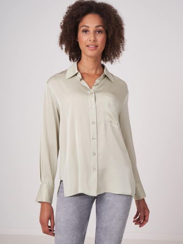 Silk shirt with chest pocket and side slits - REPEAT cashmere - Modalova