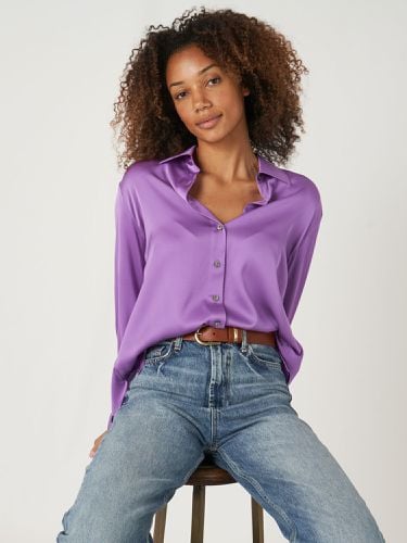 Silk shirt with chest pocket and side slits - REPEAT cashmere - Modalova