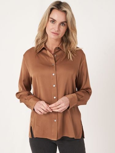 Silk shirt with chest pocket and side slits - REPEAT cashmere - Modalova