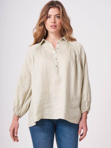 Linen blouse with puff sleeves - REPEAT cashmere - Modalova