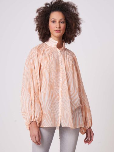 Lightweight silk blend printed blouse with puff sleeves - REPEAT cashmere - Modalova