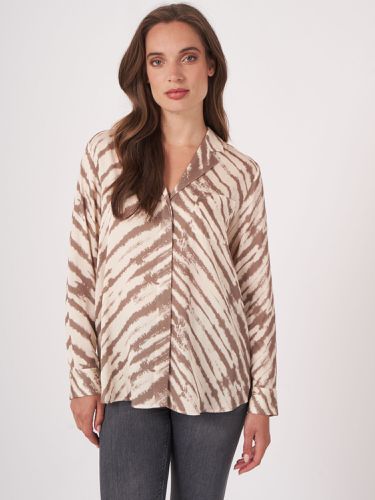 Silk A-line tie dye print blouse with lapel collar - REPEAT cashmere - Modalova