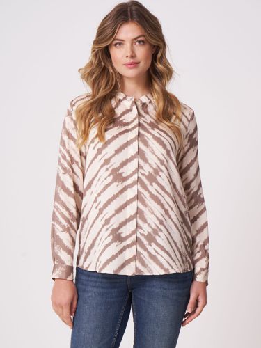 Silk A-line tie dye print blouse with mandarin collar - REPEAT cashmere - Modalova