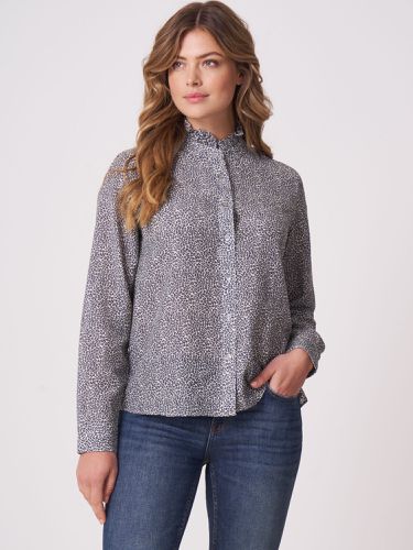 A-line blouse with ruffle stand-up collar - REPEAT cashmere - Modalova
