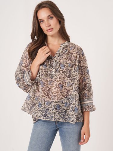 Sheer cotton silk blend floral blouse - REPEAT cashmere - Modalova