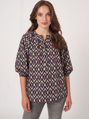 Cotton blouse with ikat print - REPEAT cashmere - Modalova