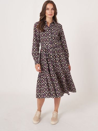 Cotton ikat print shirt dress with belt - REPEAT cashmere - Modalova